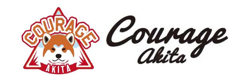 クラージュ秋田（フランス語で勇気の意味）のエンブレムとチームロゴ